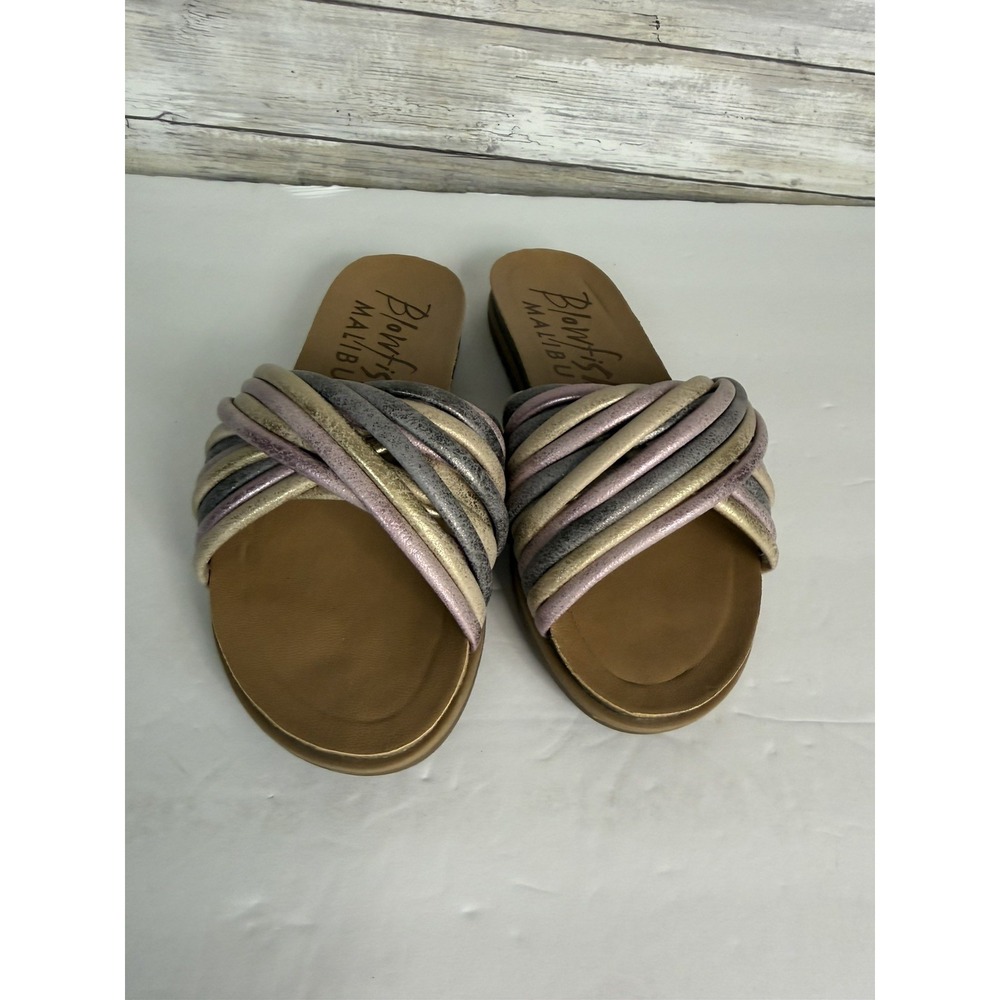 Blowfish Sandals Malibu Malu Twisted Strap Slip On Women's 6 Resort Coastal Boho